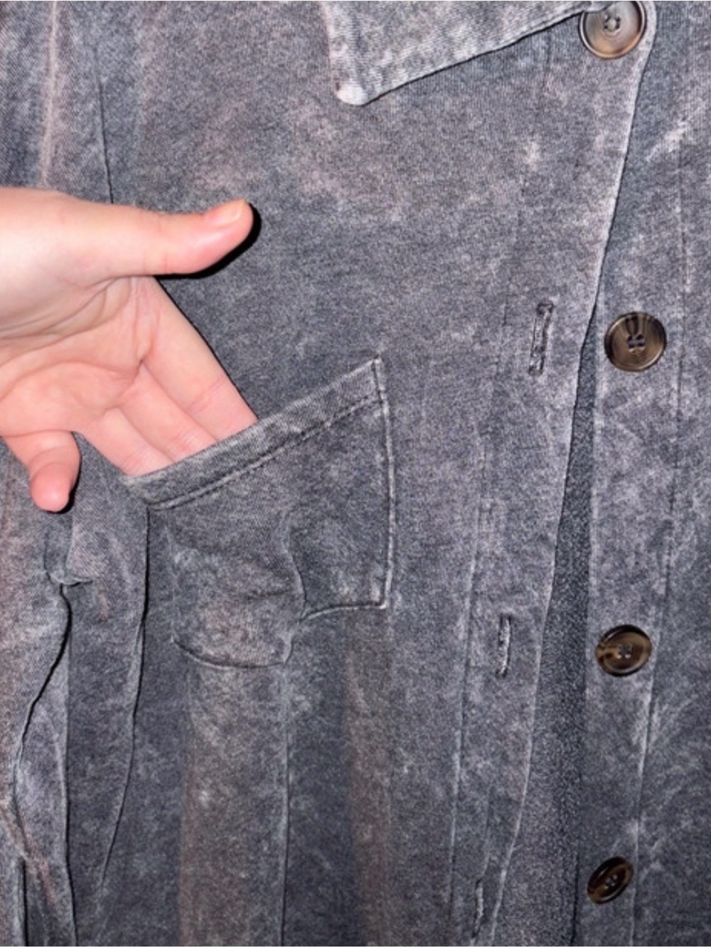 Washed Grey Button-Up Shacket - Picture 2 of 3